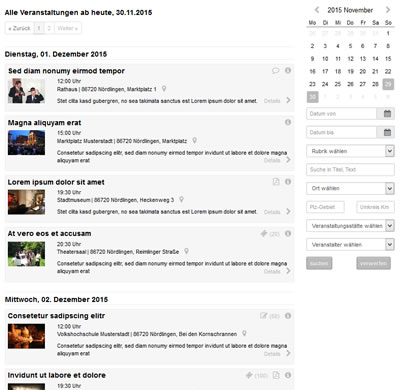 Veranstaltungskalender Demo 9
